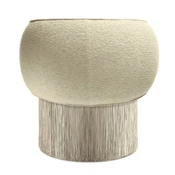 Poltrona girevole in tessuto Bouclé beige Pirouette