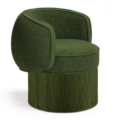 Poltrona girevole in tessuto Bouclé verde Pirouette #1