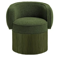 Poltrona girevole in tessuto Bouclé verde Pirouette #1