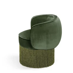 Poltrona girevole in tessuto velluto verde scuro Pirouette