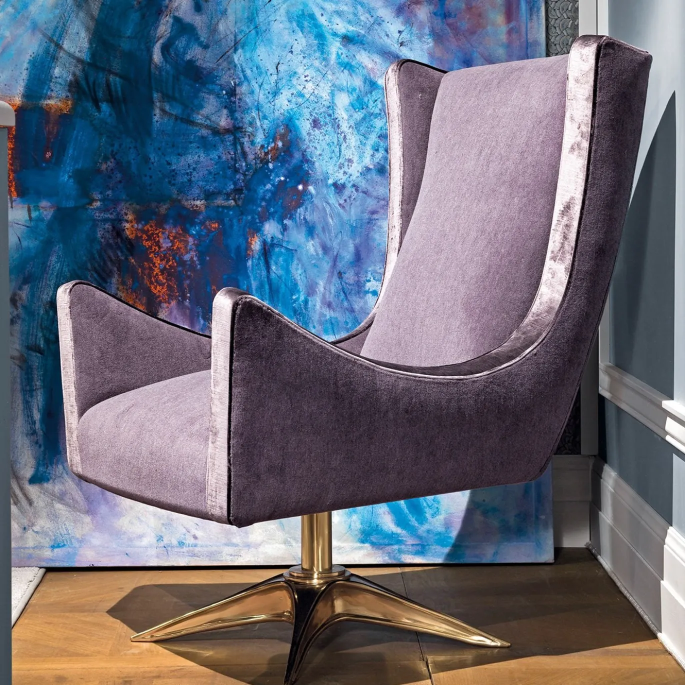Poltrona girevole Jacquard Lilla