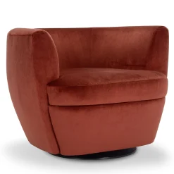 Poltrona Girevole Parker in Velluto Arancione