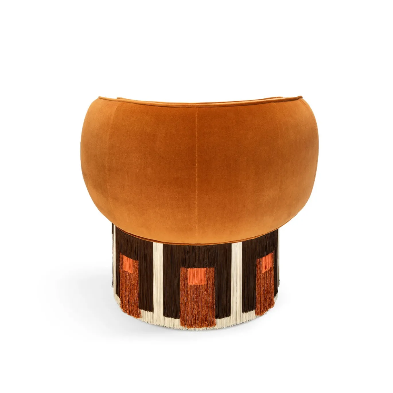 Poltrona girevole Pirouette Cleo in velluto cognac Art Déco