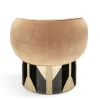 Poltrona girevole Pirouette in velluto beige Art Déco