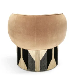 Poltrona girevole Pirouette in velluto beige Art Déco