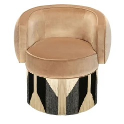 Poltrona girevole Pirouette in velluto beige Art Déco