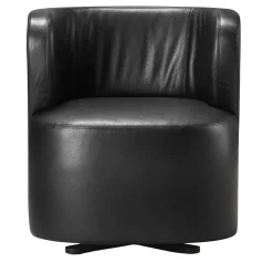 Poltrona girevole Spritz in pelle nera di Lorenza Bozzoli