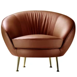 Poltrona Giulia in pelle marrone
