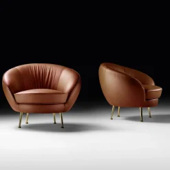 Poltrona Giulia in pelle marrone