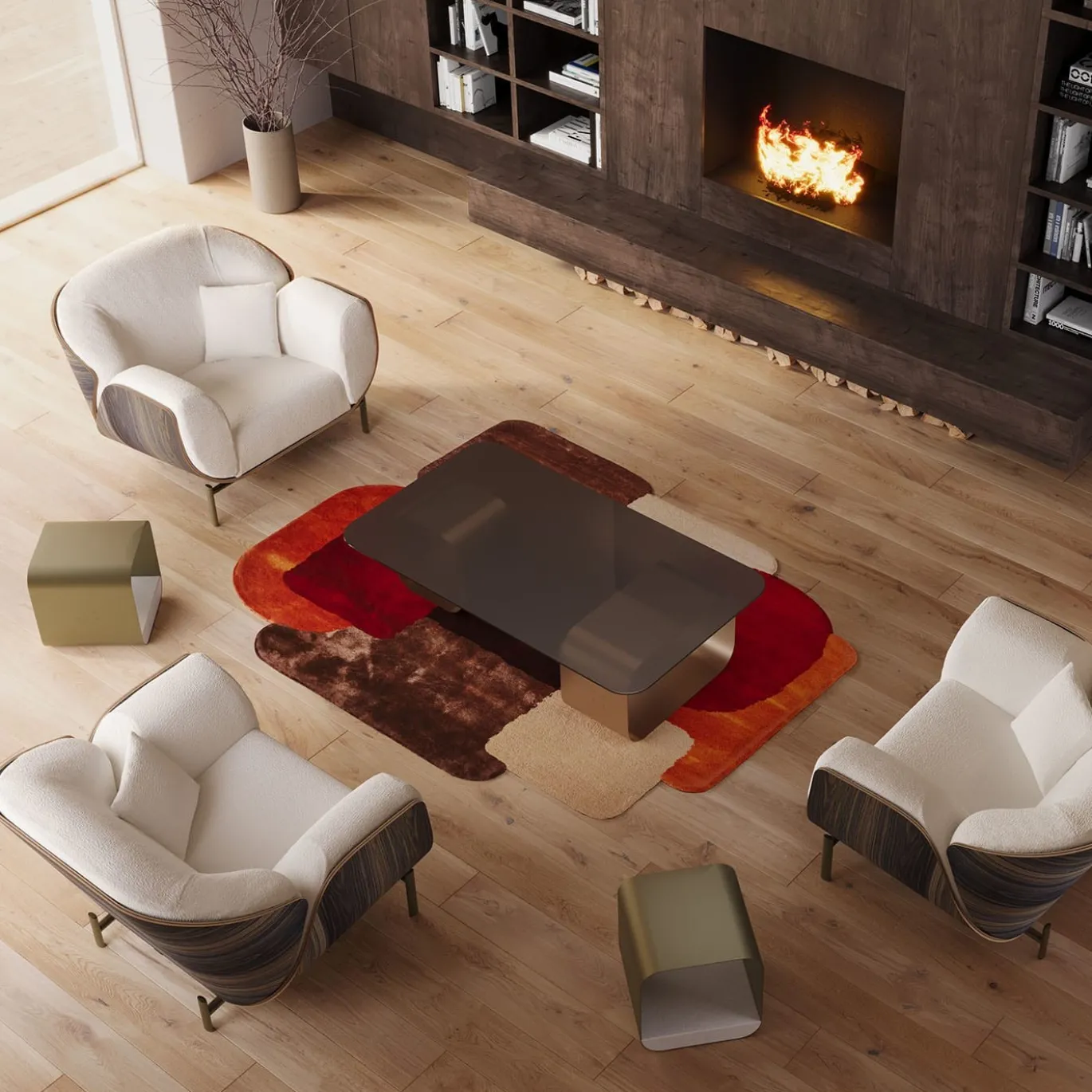 Poltrona Haimà in bouclé bianco