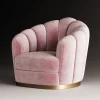 Poltrona imbottita in velluto rosa Nest con base dorata