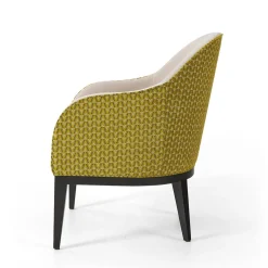 Poltrona in legno di faggio gialla e beige
