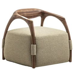 Poltrona in legno massiccio Chassis Canaletto Noce e rivestimento in tessuto