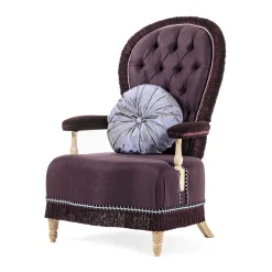 Poltrona in lino e velluto viola