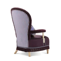 Poltrona in lino e velluto viola