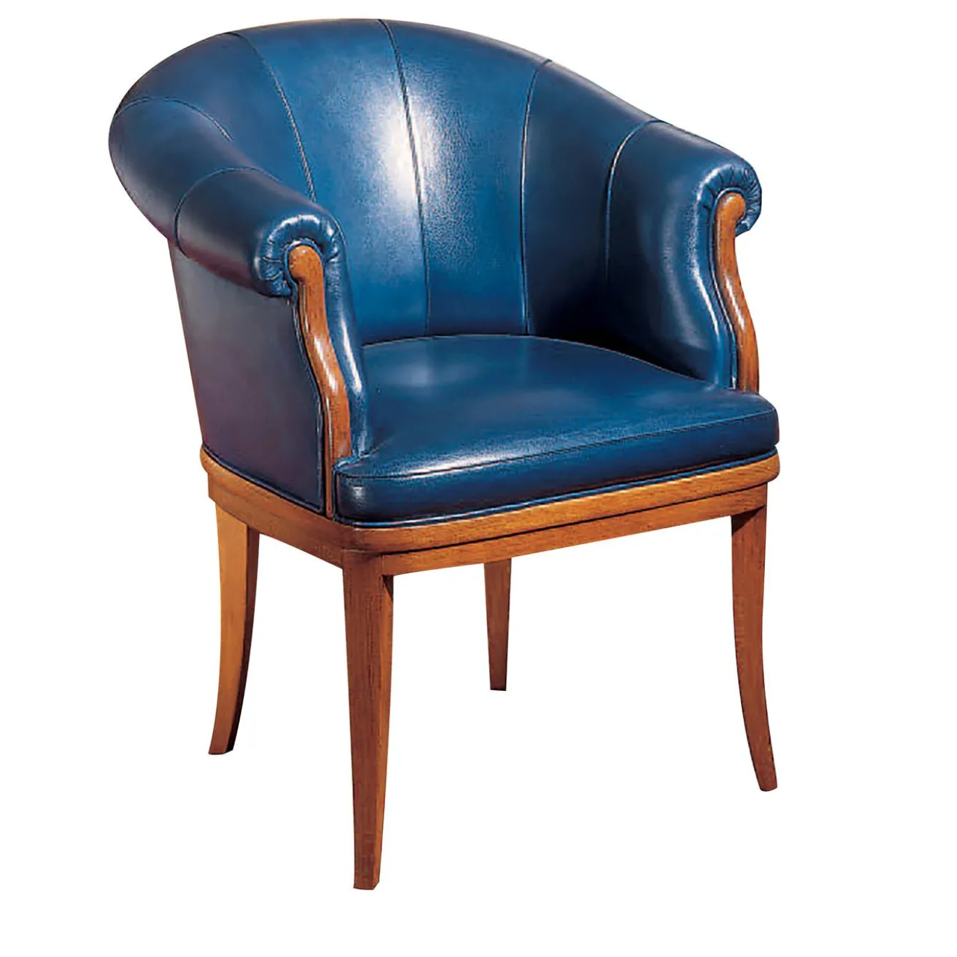 Poltrona in pelle blu navy