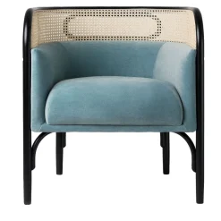 Poltrona in velluto azzurro Targa Petit