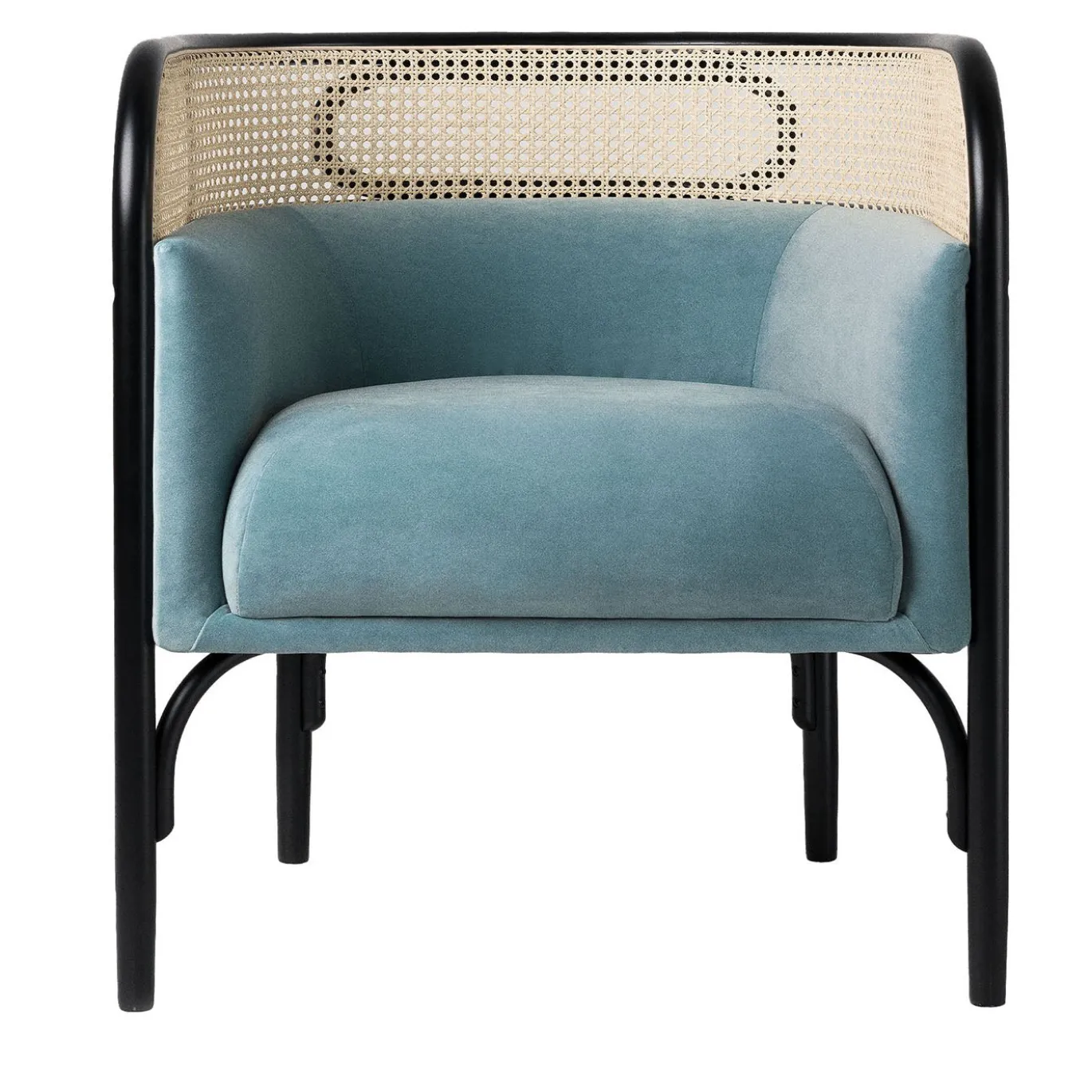 Poltrona in velluto azzurro Targa Petit