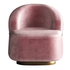 Poltrona in velluto rosa Matisse con base dorata