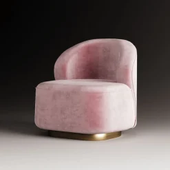 Poltrona in velluto rosa Matisse con base dorata