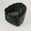 Poltrona in Velluto Verde Nest con Base in Bronzo