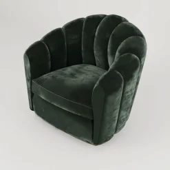 Poltrona in Velluto Verde Nest con Base in Bronzo