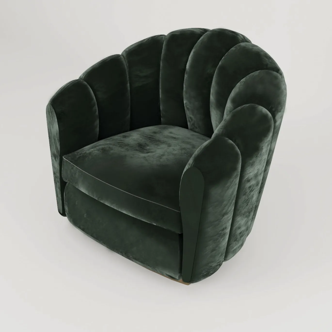 Poltrona in Velluto Verde Nest con Base in Bronzo