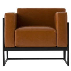 Poltrona Kirk in pelle cognac