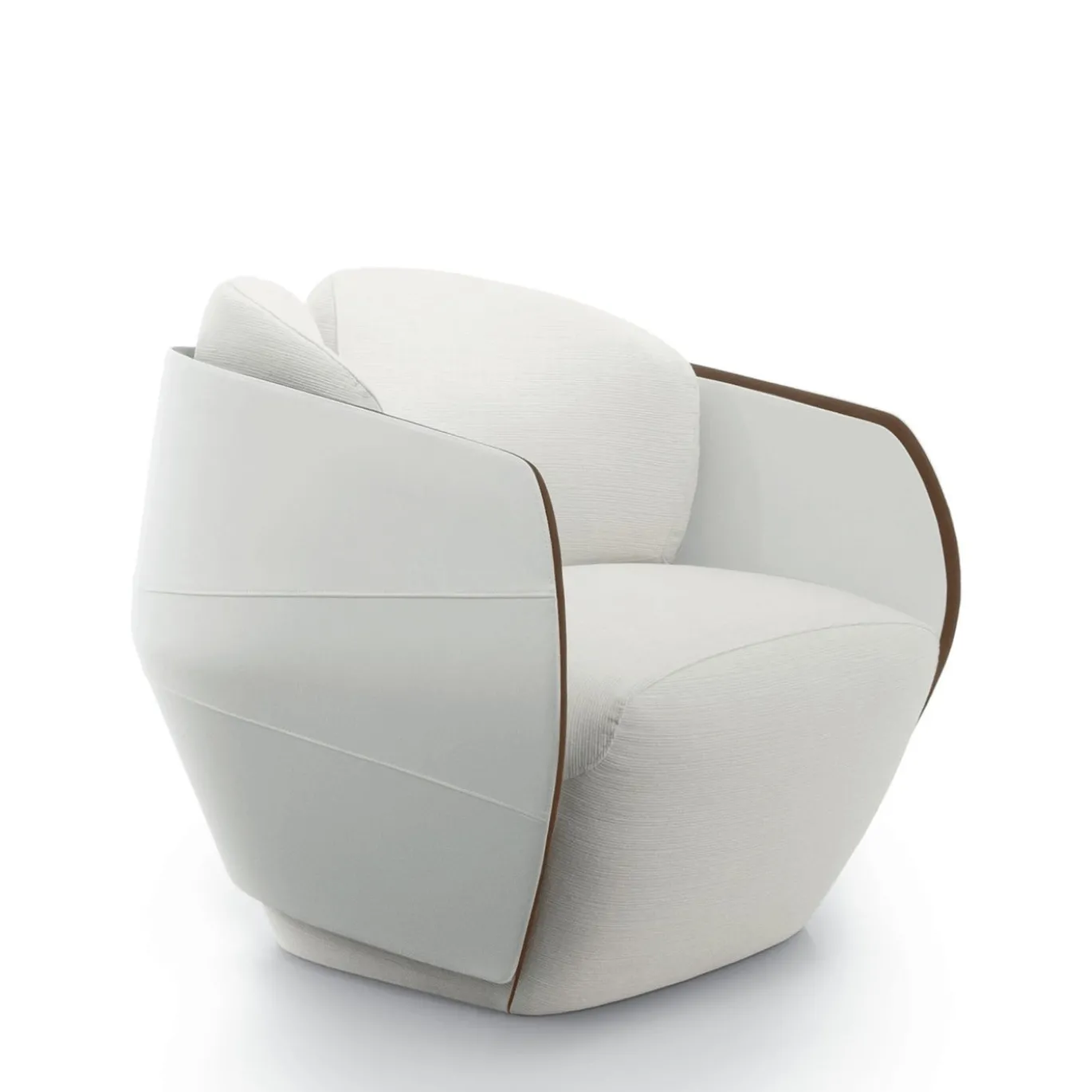 Poltrona Lorelei in tessuto bianco e pelle