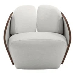 Poltrona Lorelei in tessuto bianco e pelle