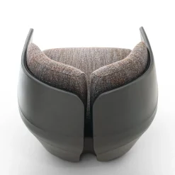 Poltrona Lorelei in tessuto e pelle grigio