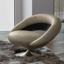 Poltrona Lounge Chantal in Pelle Beige