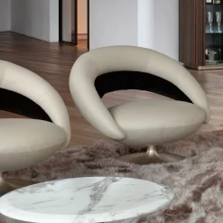Poltrona Lounge Chantal in Pelle Beige