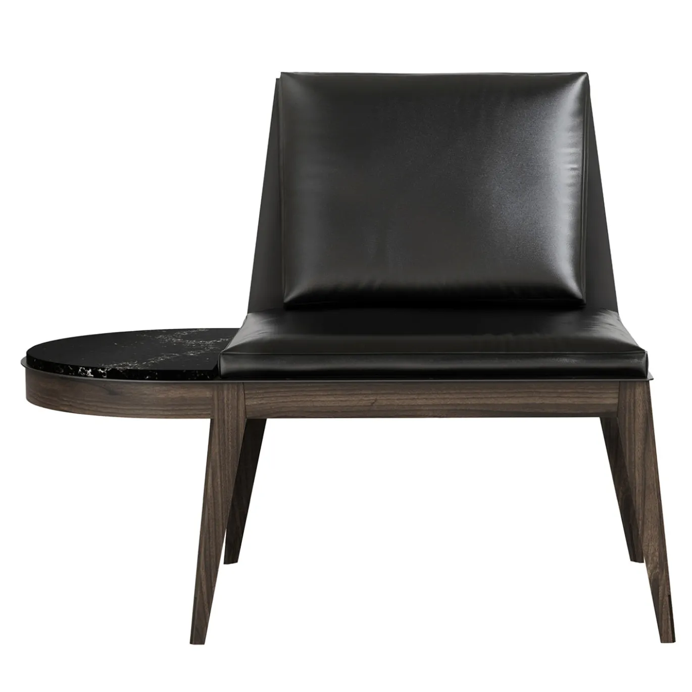 Poltrona lounge con tavolino laterale in legno di frassino nero della Costa Ovest con marmo Vanilla Noir