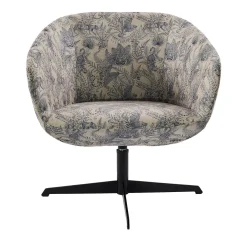 Poltrona Lounge Girevole Minerva con Motivo Animale Blu