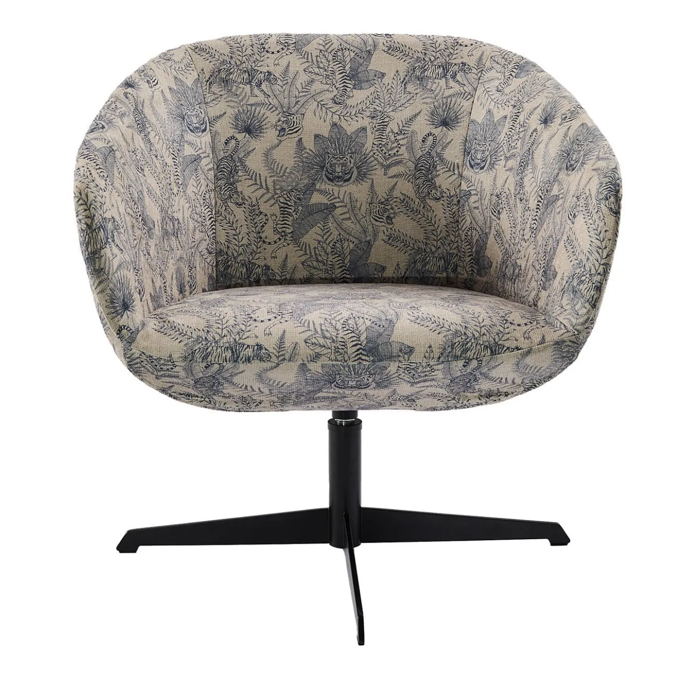 Poltrona Lounge Girevole Minerva con Motivo Animale Blu