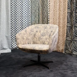 Poltrona Lounge Girevole Minerva con Motivo Animale Blu