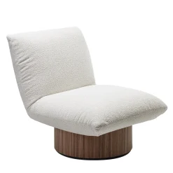 Poltrona lounge Hope White con base in noce Canaletto