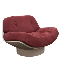 Poltrona Lounge Lalea in nabuk rosso e pelle bianca di Artefatto Design Studio