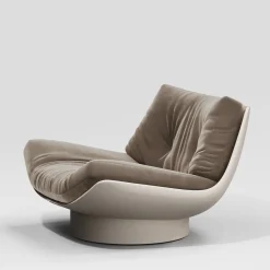 Poltrona Lounge Lalea nabuk color pigna e pelle di agnello GR di Artefatto Design Studio