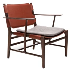 Poltrona Lounge Levante in Pelle Saddle Marrone di Massimo Castagna