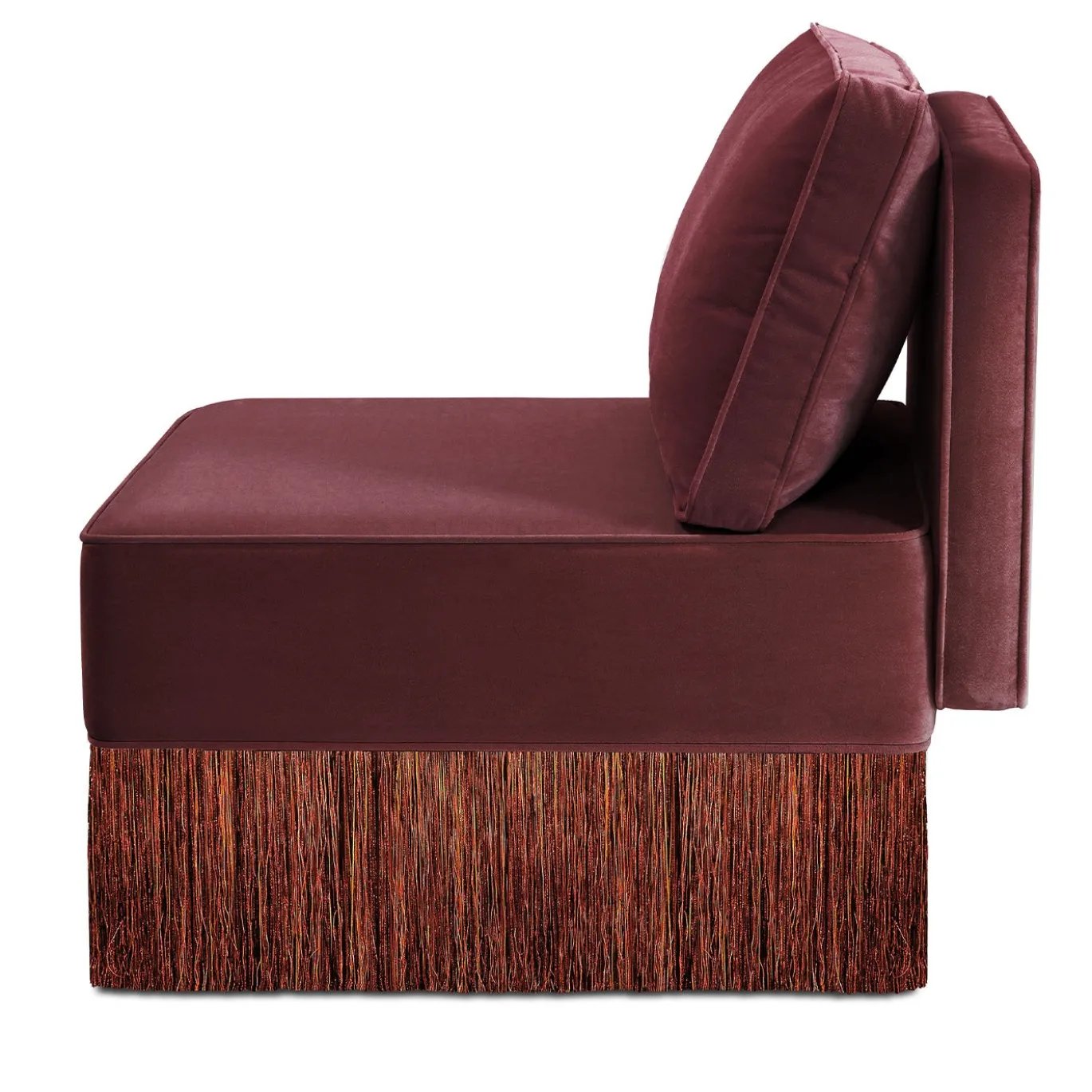 Poltrona Lounge Lilli Modular Bordeaux Con Frange Multicolore