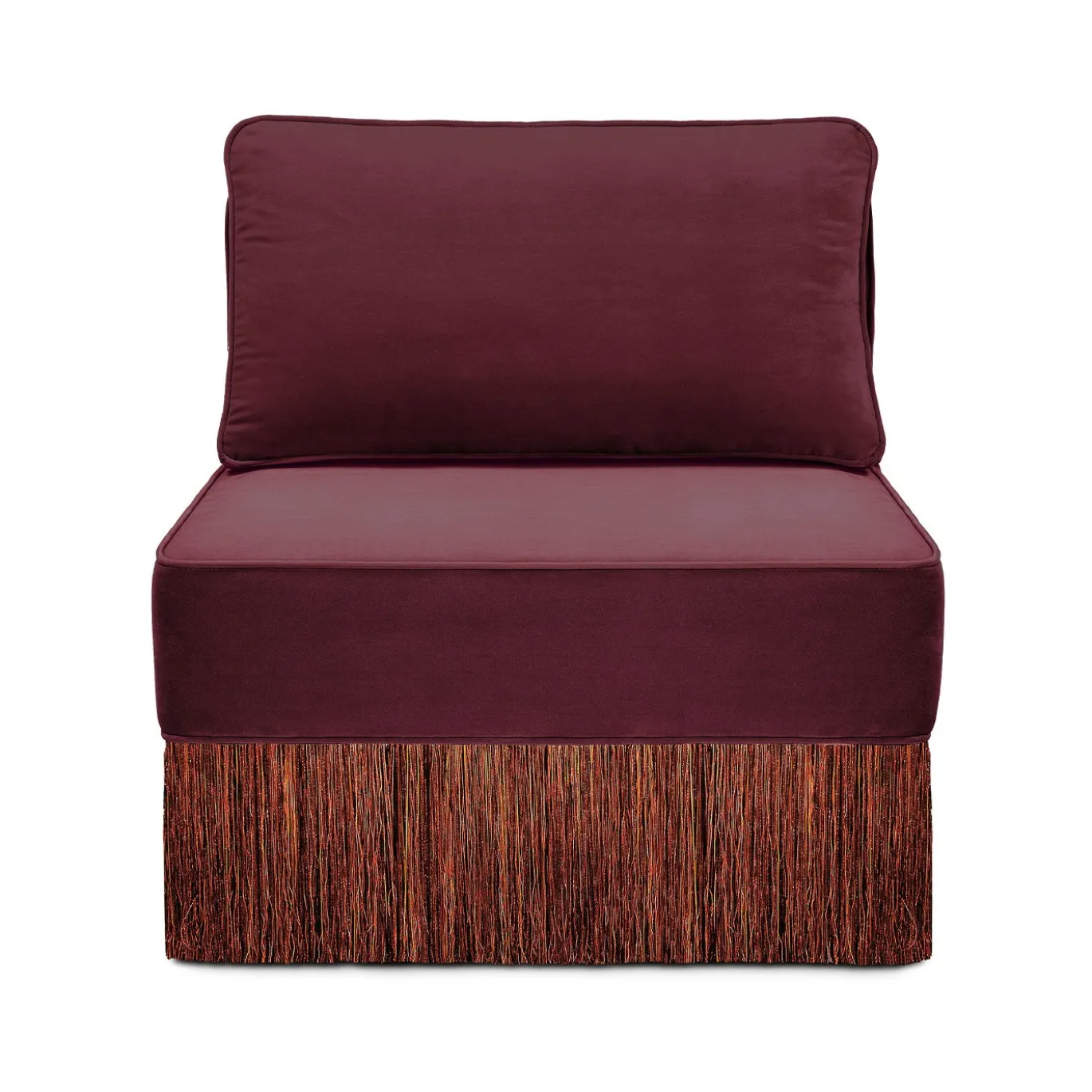 Poltrona Lounge Lilli Modular Bordeaux Con Frange Multicolore