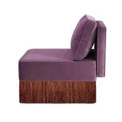 Poltrona Lounge Lilli Modulare in Aubergine con Frange Multicolori
