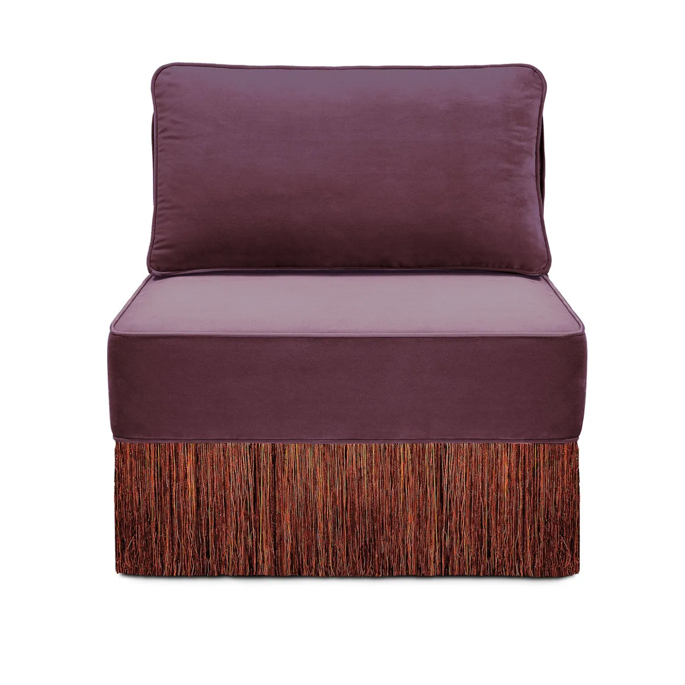 Poltrona Lounge Lilli Modulare in Aubergine con Frange Multicolori