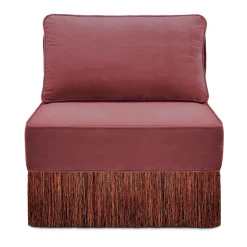 Poltrona Lounge Lilli Modulare Rosso Ciliegia Rosa Pallido Con Frange Multicolori