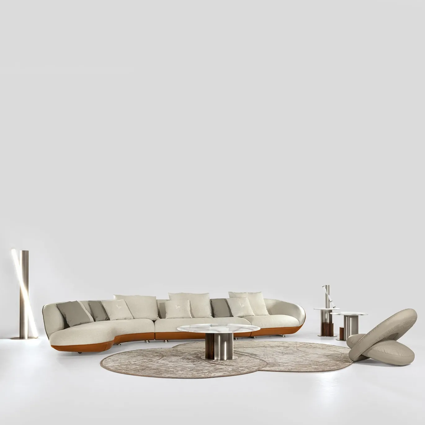 Poltrona Lounge Luxor in pelle trapuntata beige