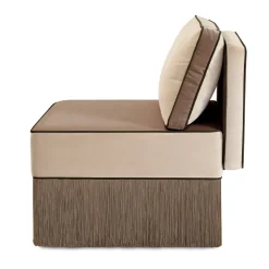 Poltrona lounge modulare beige Lilli con frange marroni