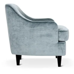 Poltrona Lounge Nor azzurra con gambe in legno