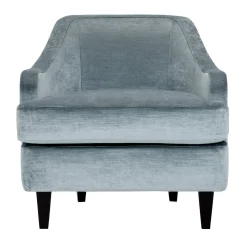 Poltrona Lounge Nor azzurra con gambe in legno